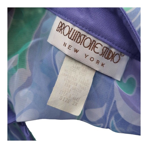 Womens 2X Groovy 1970s Retro Pastel Sheer Chiffon Blouse Top Lightweight Airy - Picture 3 of 16